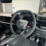 Audi RS (2025+) Steering Wheel Wrap – Black Alcantara, Black stitch, Black Leather marker
