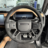 Land Rover Defender Steering Wheel Wrap – Black Alcantara, Black stitch