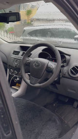 Mazda BT-50 (2011–2015) Steering Wheel Wrap – Black Leather (smooth top, perforated sides), Dark Grey stitch